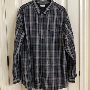 Columbia Long Sleeve Button Down Shirt Gray Plaid Men's XXL.
